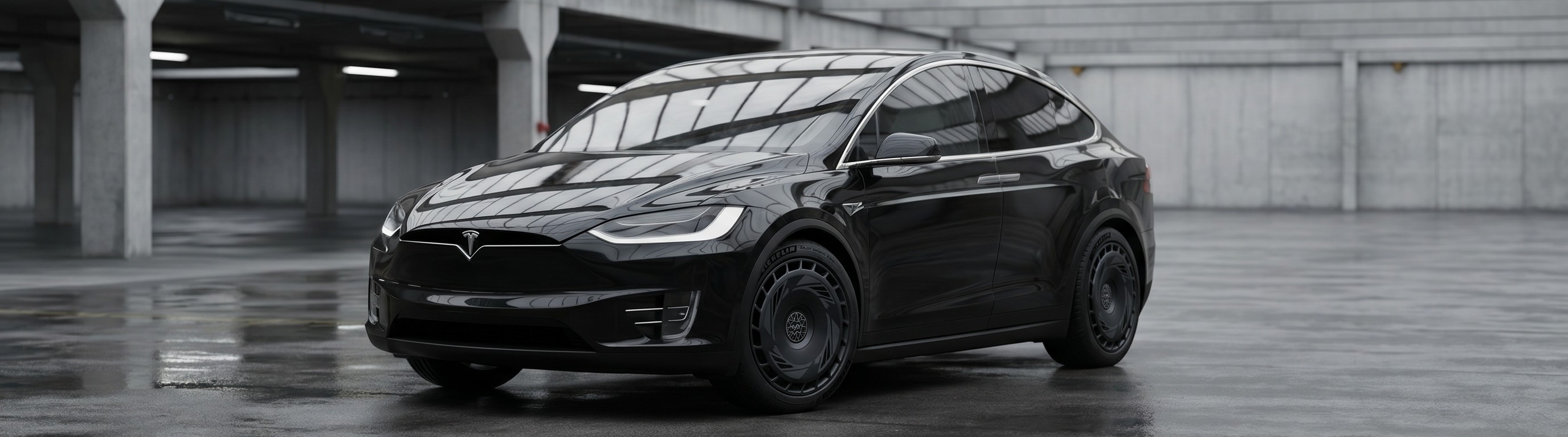 Black Tesla Model X with KDRT Stealth Black covers